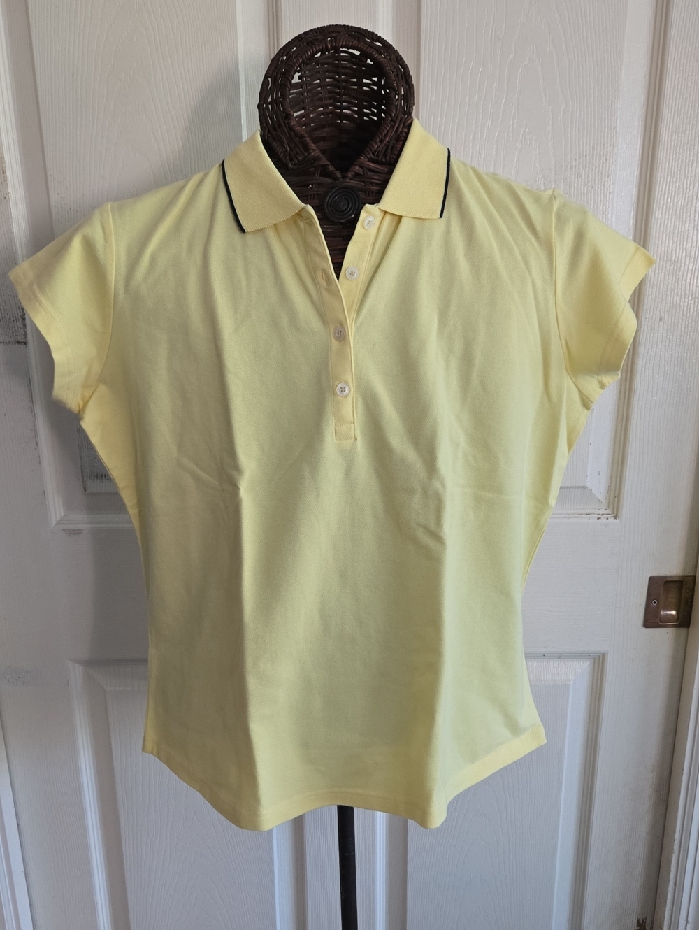 PGA Tour Ladies Pale Yellow Polo with Black Trim